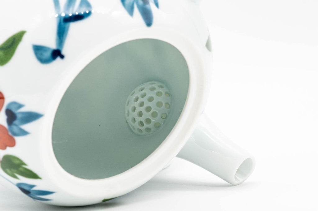 Japanese Kyusu - Floral White Porcelain Arita-yaki Teapot - 400ml