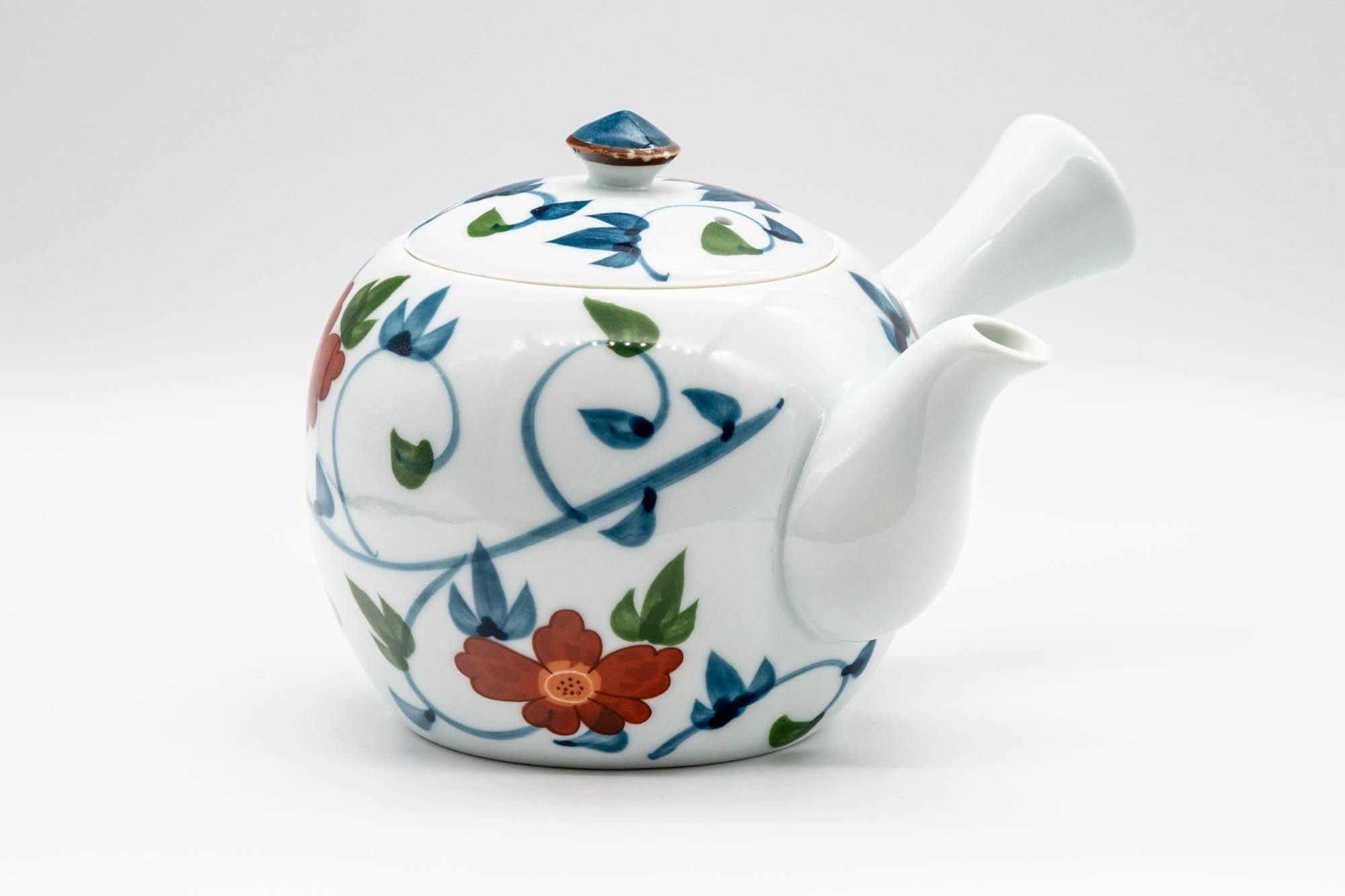 Japanese Kyusu - Floral White Porcelain Arita-yaki Teapot - 400ml