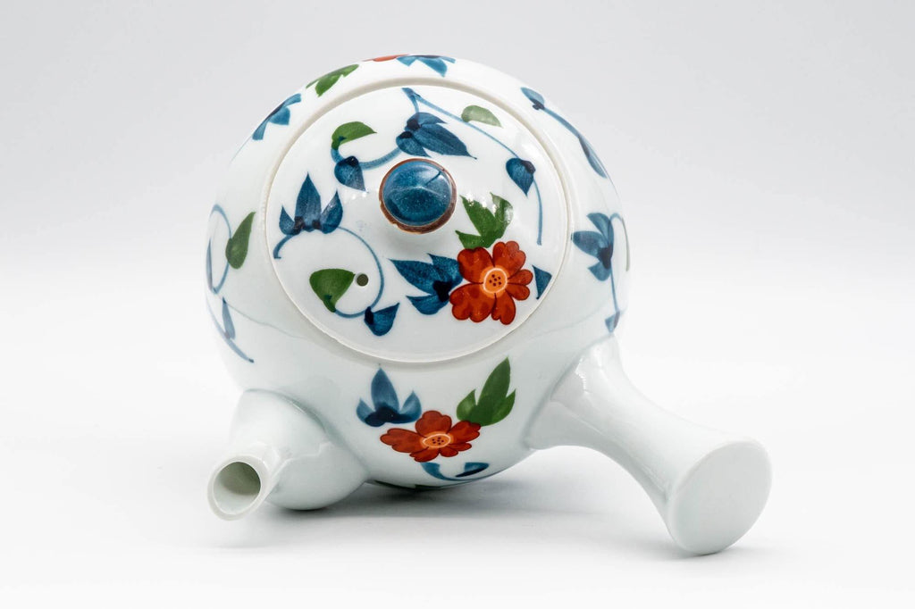 Japanese Kyusu - Floral White Porcelain Arita-yaki Teapot - 400ml