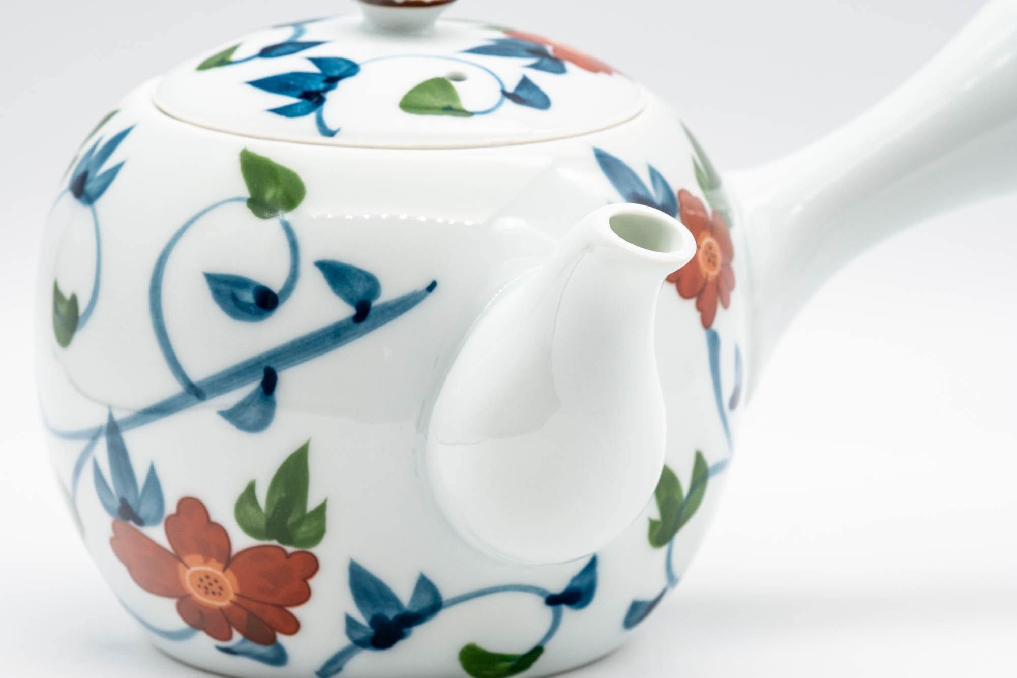 Japanese Kyusu - Floral White Porcelain Arita-yaki Teapot - 400ml