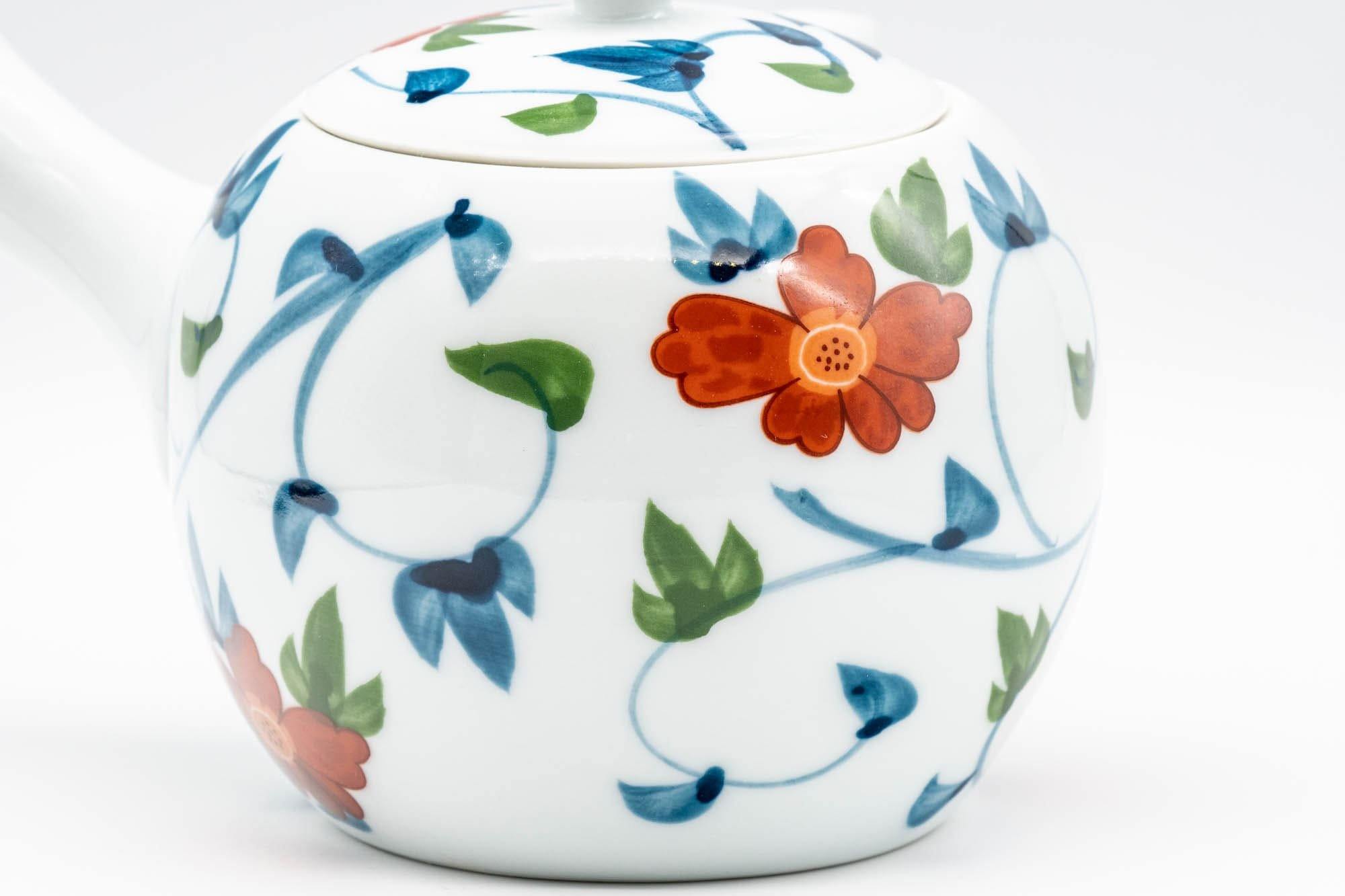 Japanese Kyusu - Floral White Porcelain Arita-yaki Teapot - 400ml