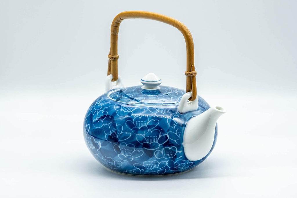 Japanese Dobin - Blue Floral Porcelain Arita-yaki Teapot - 500ml