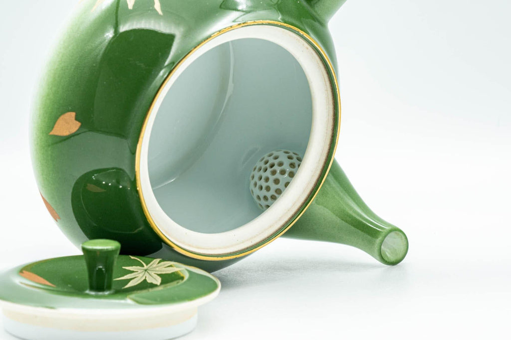 Japanese Kyusu - Green Momiji Porcelain Debeso Teapot - 300ml