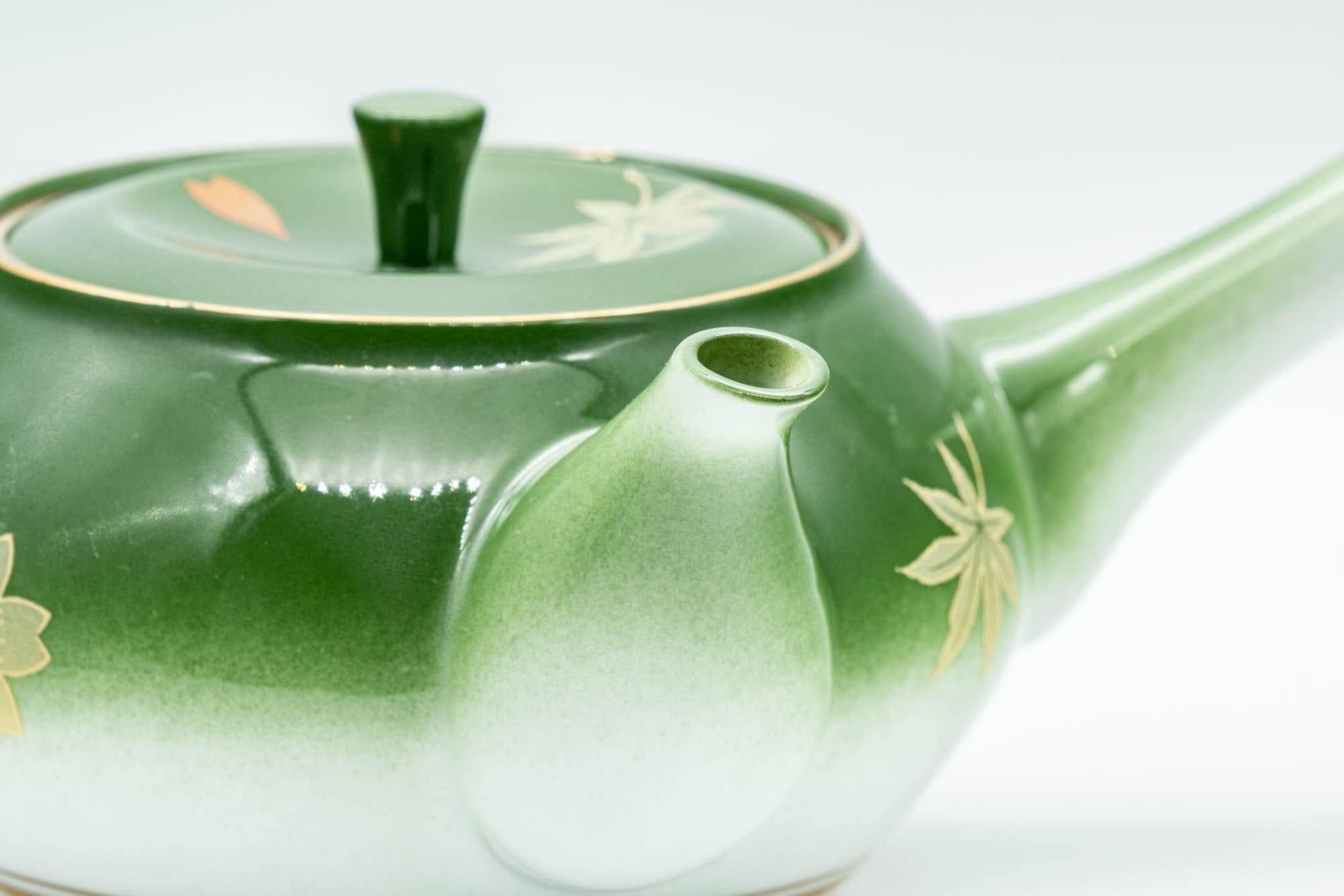 Japanese Kyusu - Green Momiji Porcelain Debeso Teapot - 300ml
