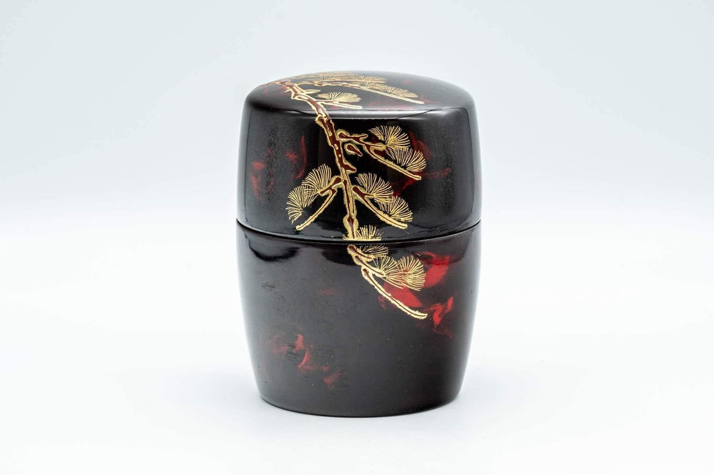 Japanese Natsume - Large Red Gold Plastic Tea Caddy - 150ml