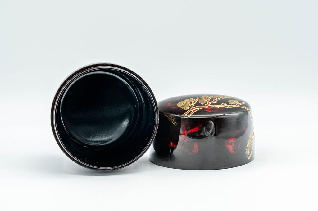 Japanese Natsume - Large Red Gold Plastic Tea Caddy - 150ml