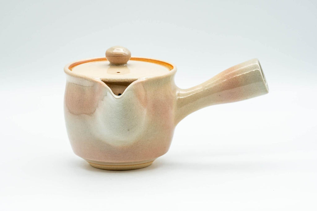 Japanese Tea Set - 椿窯 天鵬山 Tsubaki Kiln Hagi-yaki Do-ake Kyusu Teapot with 2 Yunomi Teacups