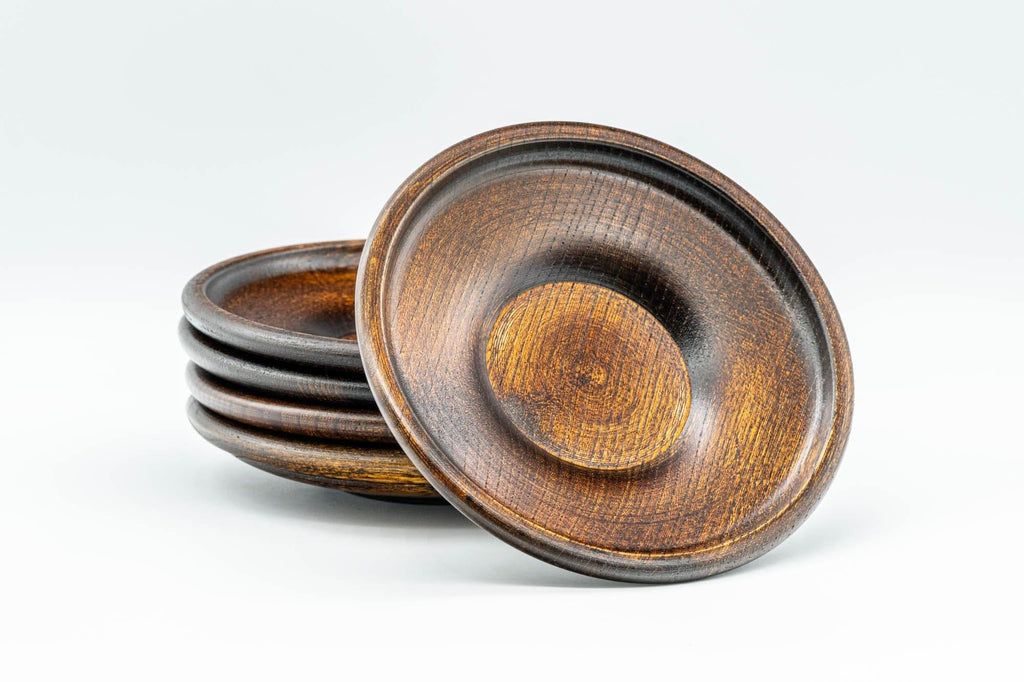Japanese Chataku - Set of 5 Wooden Tea Saucers