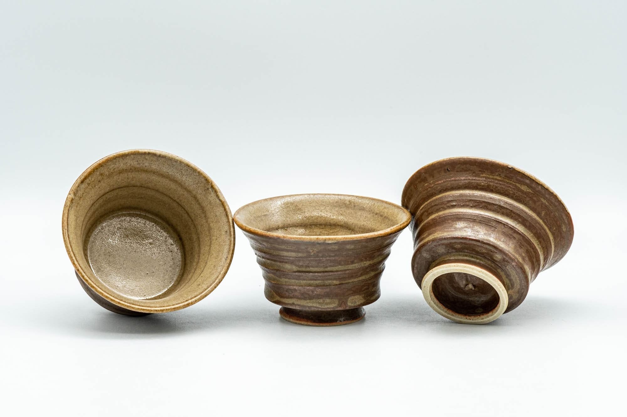 Japanese Tea Set - 大西忠左 Tadashi Onishi - Shigaraki-yaki Shiboridashi Teapot - Katakuchi Water Cooler - 3 Yunomi Teacups