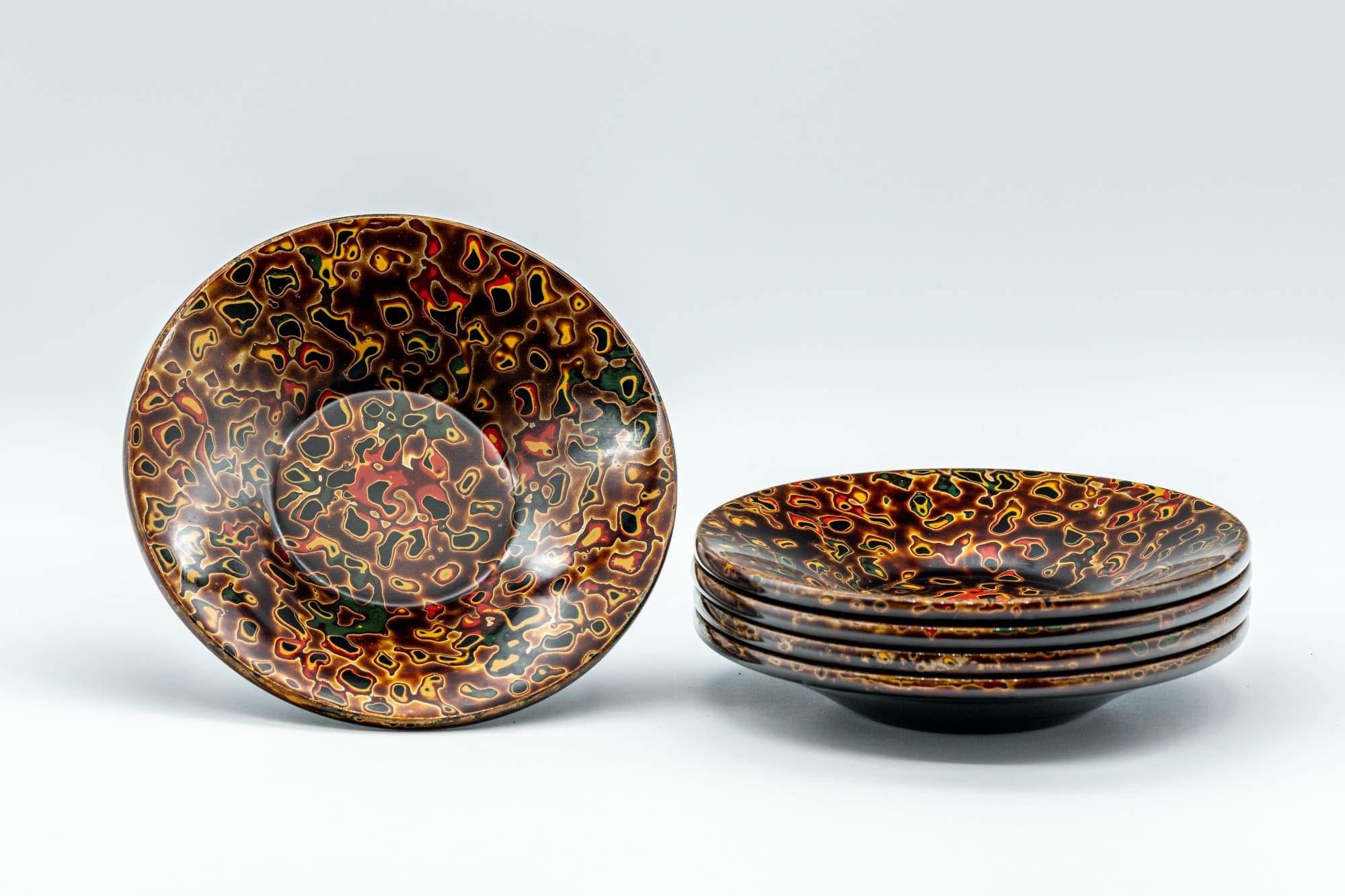 Japanese Chataku - Set of 5 唐塗 Kara-nuri Urushi Lacquer Tea Saucers