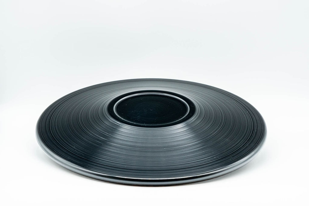 Japanese Kashibachi - Black Lacquer Kara-nuri Patterned Sweets Tea Tray