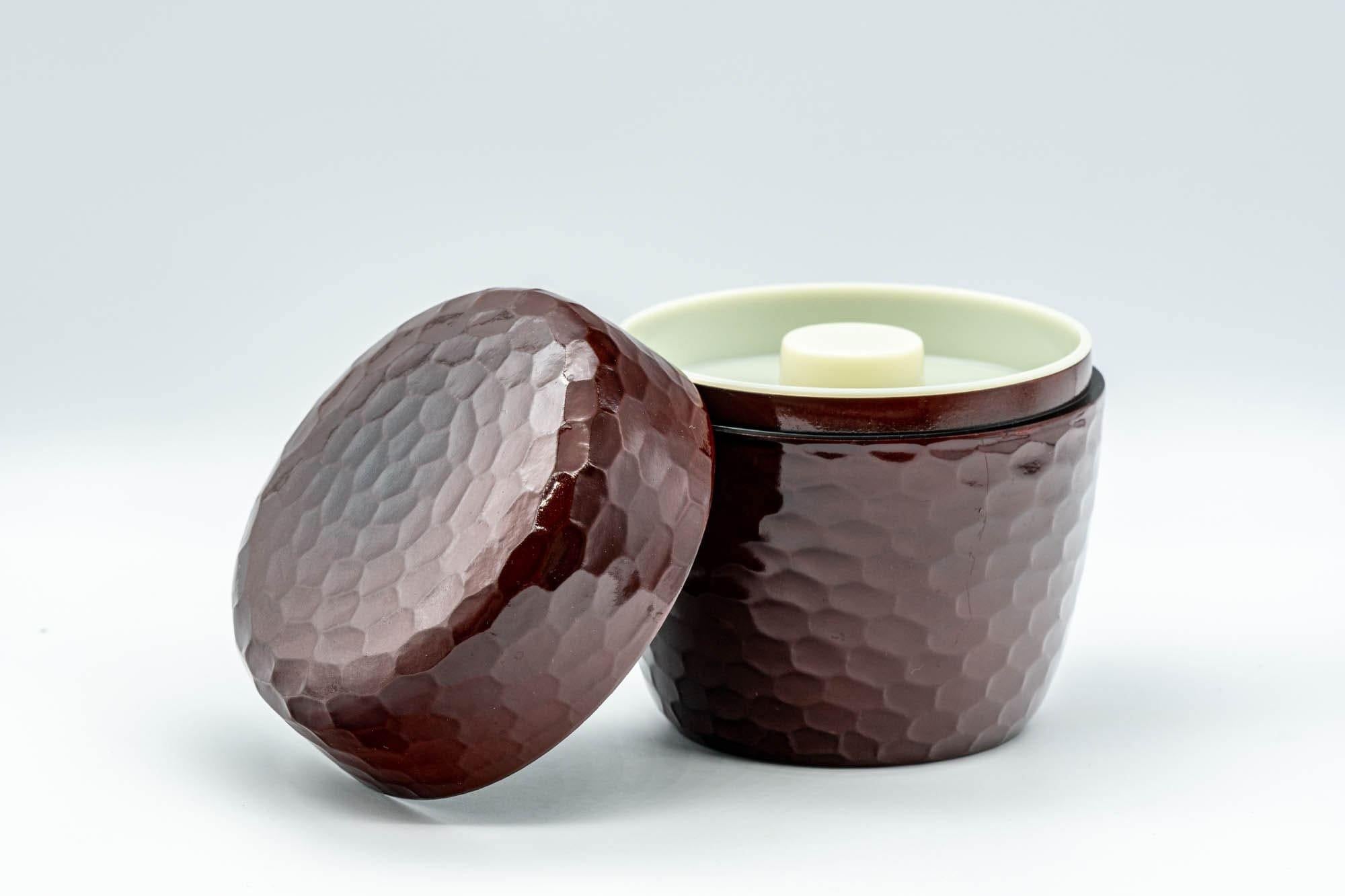Japanese Chazutsu - Burgundy Laquer Faceted Tea Canister - 200ml