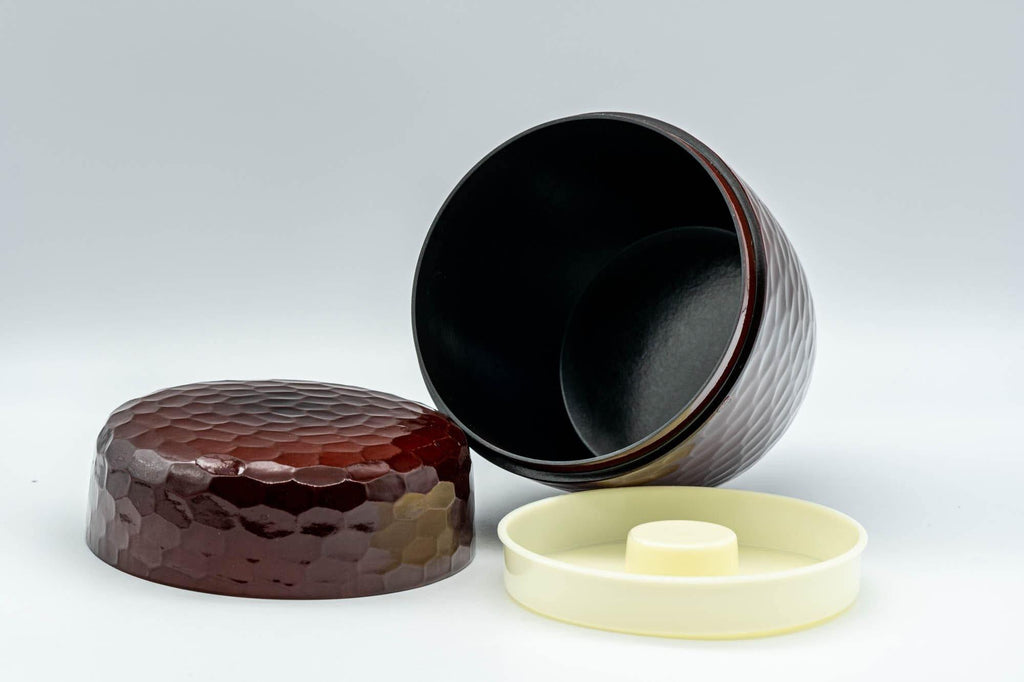 Japanese Chazutsu - Burgundy Laquer Faceted Tea Canister - 200ml