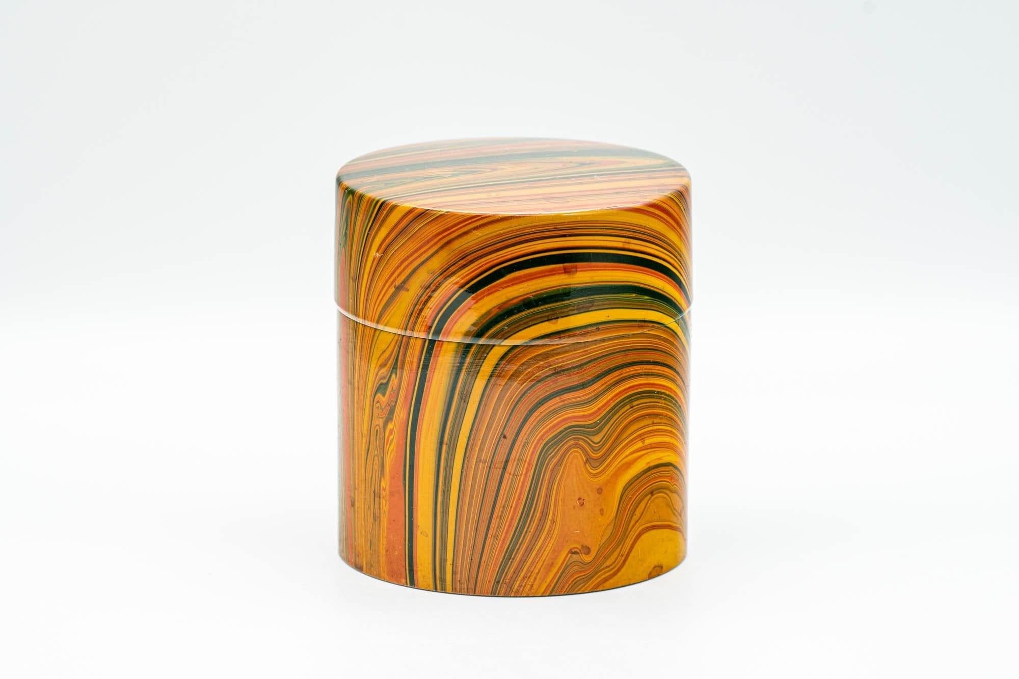 Japanese Chazutsu - Orange Marbled Lacquer Tea Canister - 200ml