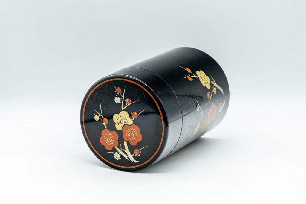 Japanese Chazutsu - Plum Blossoms Lacquer Tea Canister - 450ml