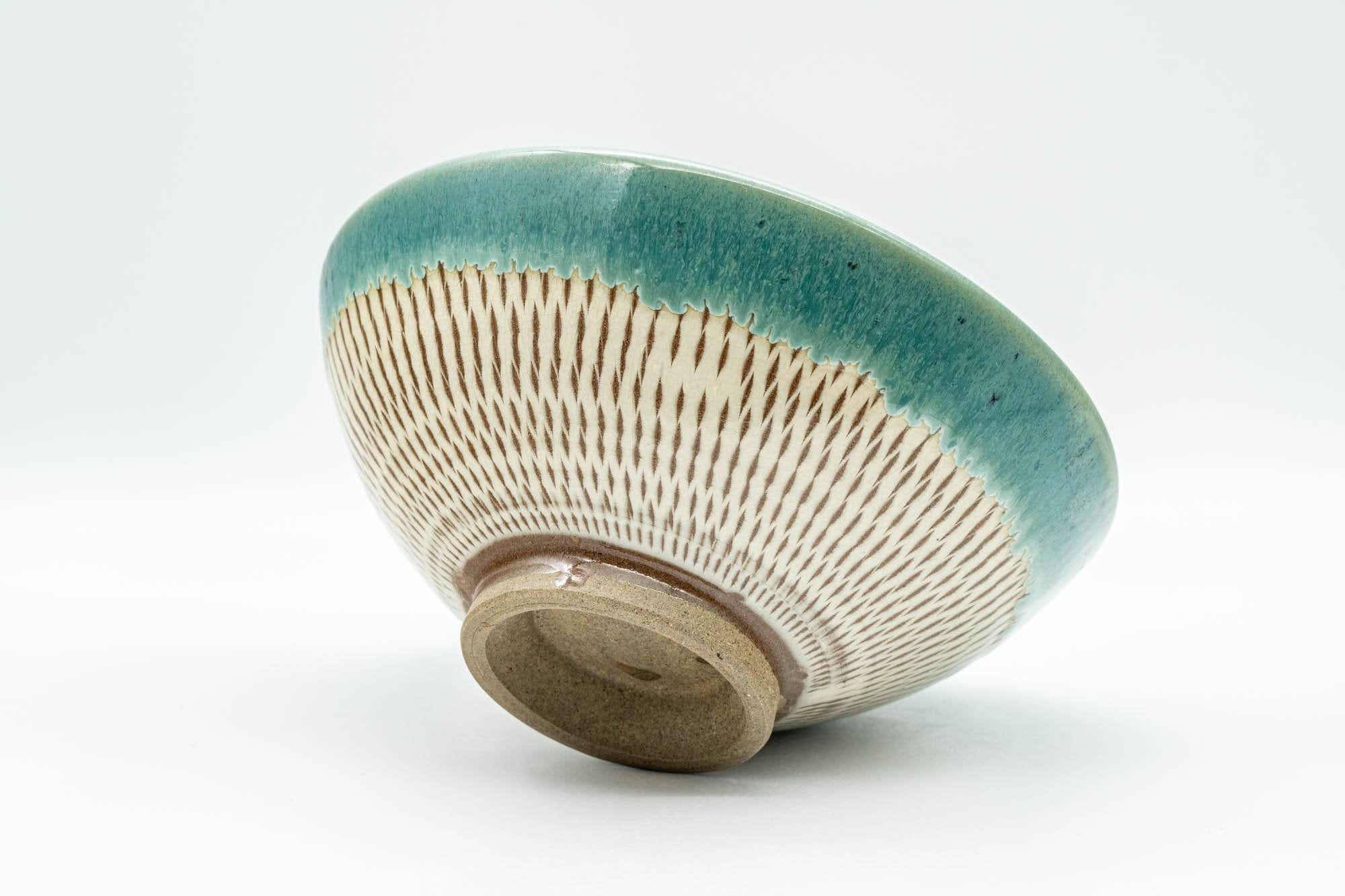 Japanese Matcha Bowl - Teal Drip-Glazed Agano-yaki Chawan - 250ml