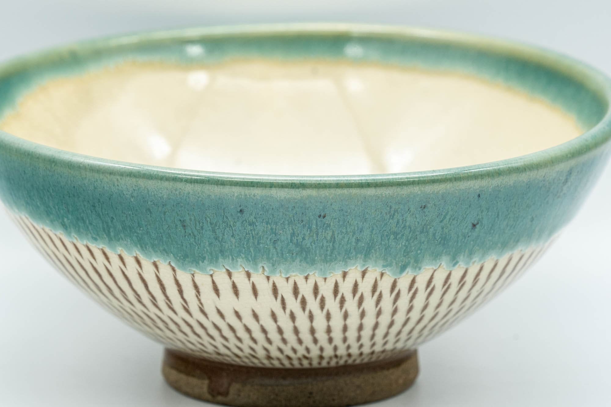 Japanese Matcha Bowl - Teal Drip-Glazed Agano-yaki Chawan - 250ml