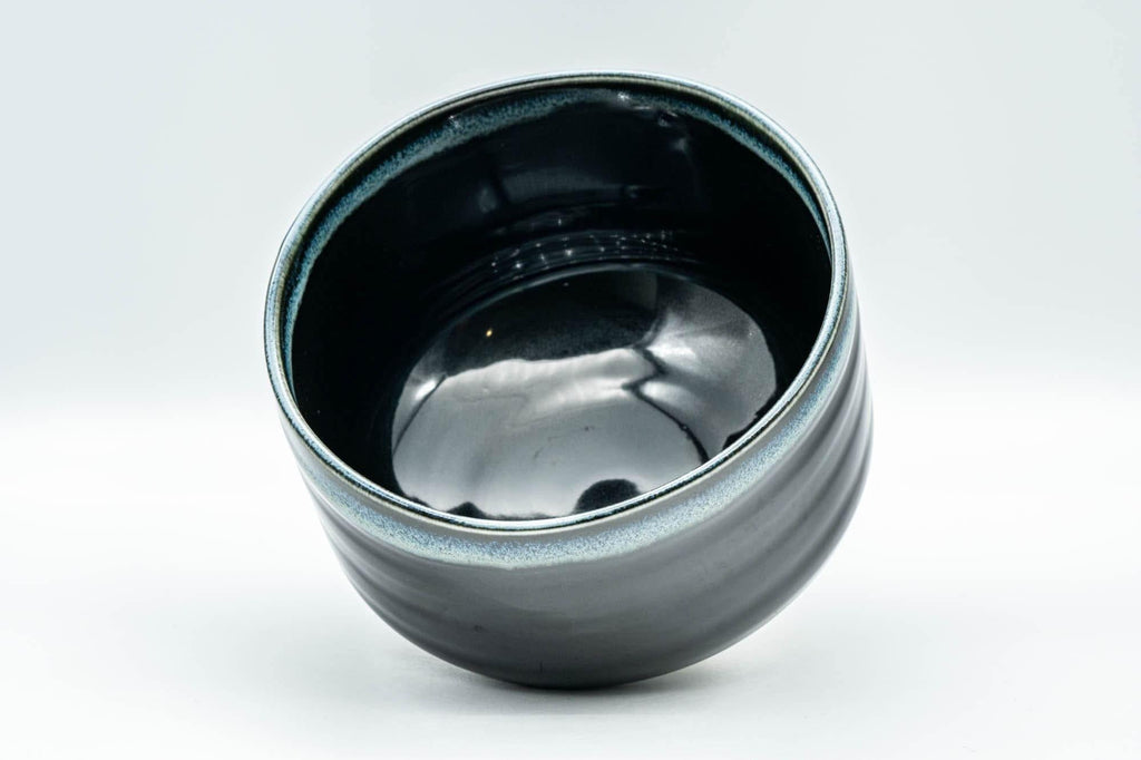Japanese Matcha Bowl - Jet Black and Blue Drip-Glazed Chawan - 500ml
