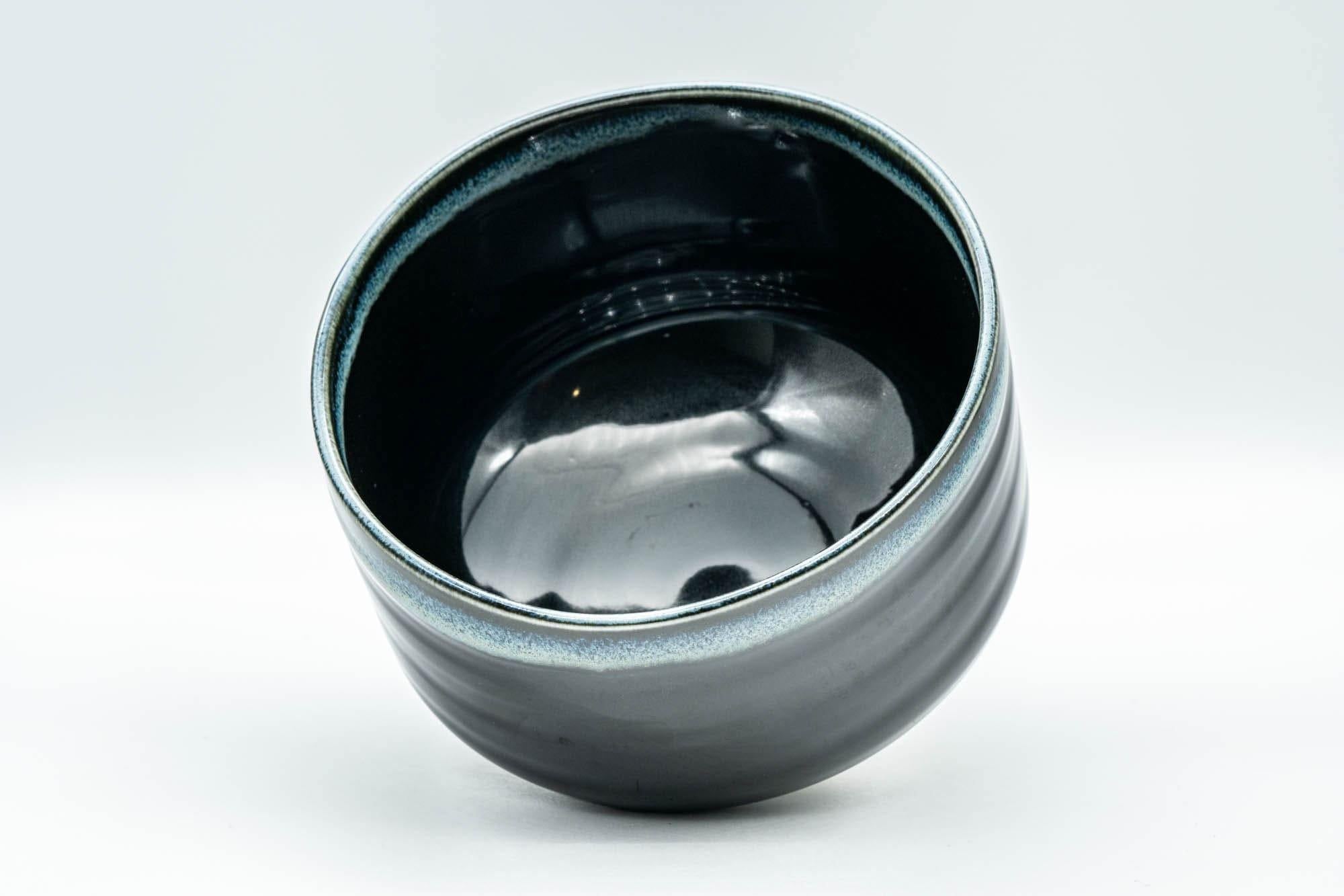 Japanese Matcha Bowl - Jet Black and Blue Drip-Glazed Chawan - 500ml