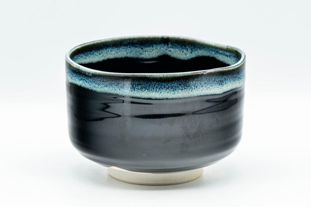 Japanese Matcha Bowl - Jet Black and Blue Drip-Glazed Chawan - 500ml