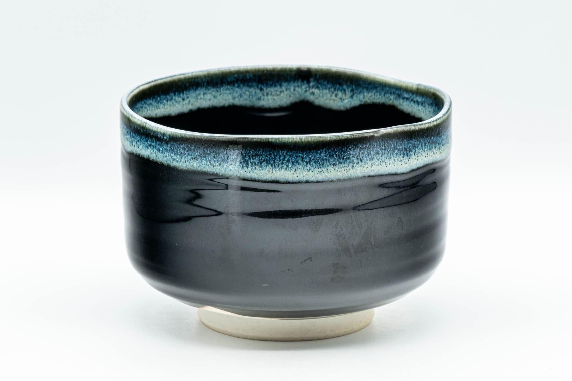 Japanese Matcha Bowl - Jet Black and Blue Drip-Glazed Chawan - 500ml