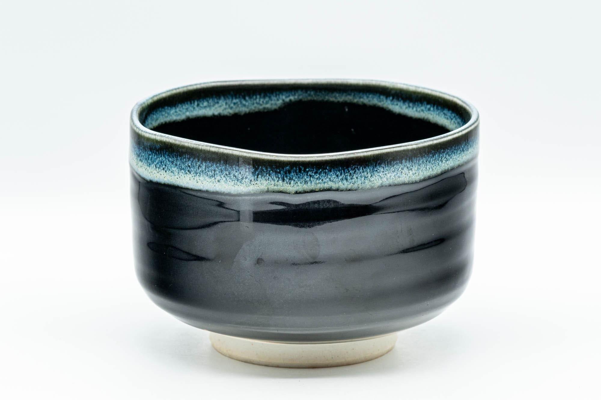 Japanese Matcha Bowl - Jet Black and Blue Drip-Glazed Chawan - 500ml