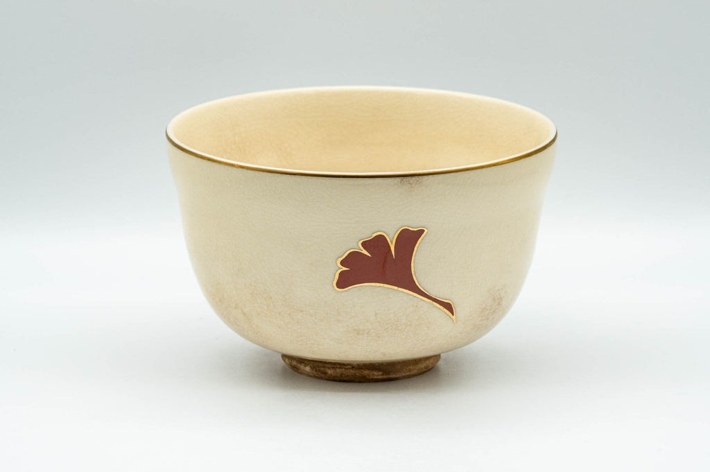 Japanese Matcha Bowl - Ginkgo Leaf Kyo-yaki Chawan 宮地英香 - 400ml
