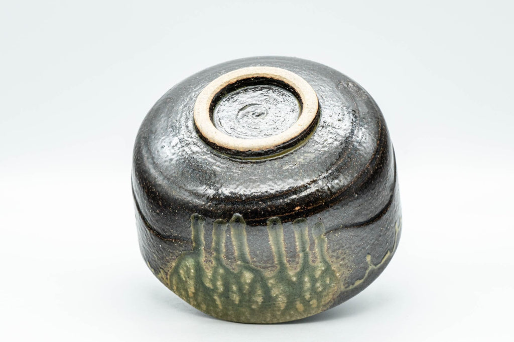 Japanese Matcha Bowl - Green Ash-Glazed Wabi-Sabi Chawan - 350ml