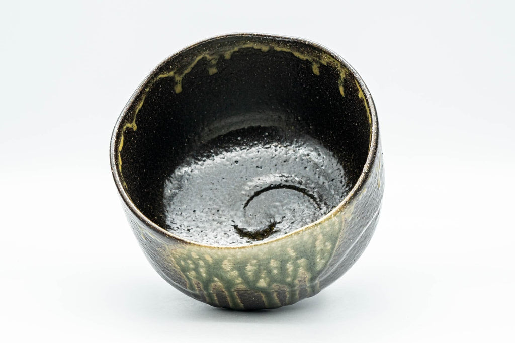 Japanese Matcha Bowl - Green Ash-Glazed Wabi-Sabi Chawan - 350ml