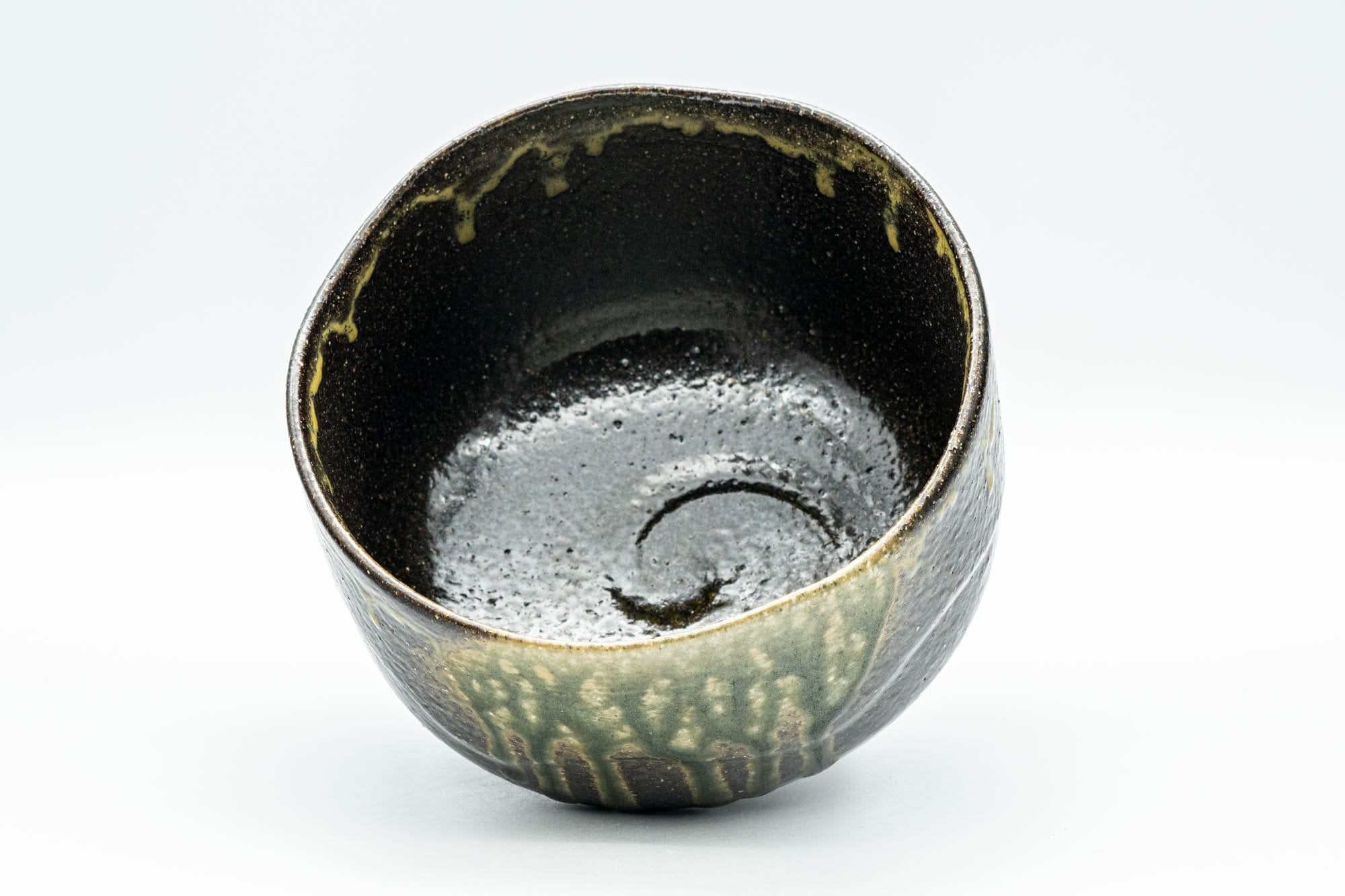 Japanese Matcha Bowl - Green Ash-Glazed Wabi-Sabi Chawan - 350ml