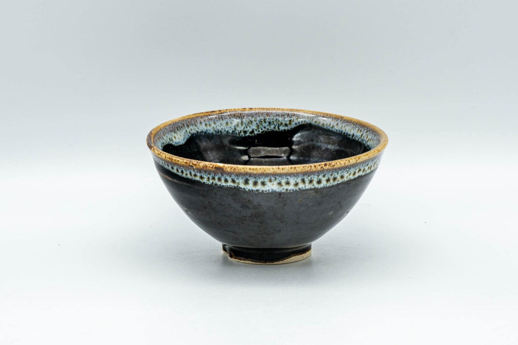 Japanese Teacup - Jet Black Hare's Fur Glazed Yunomi - 75ml
