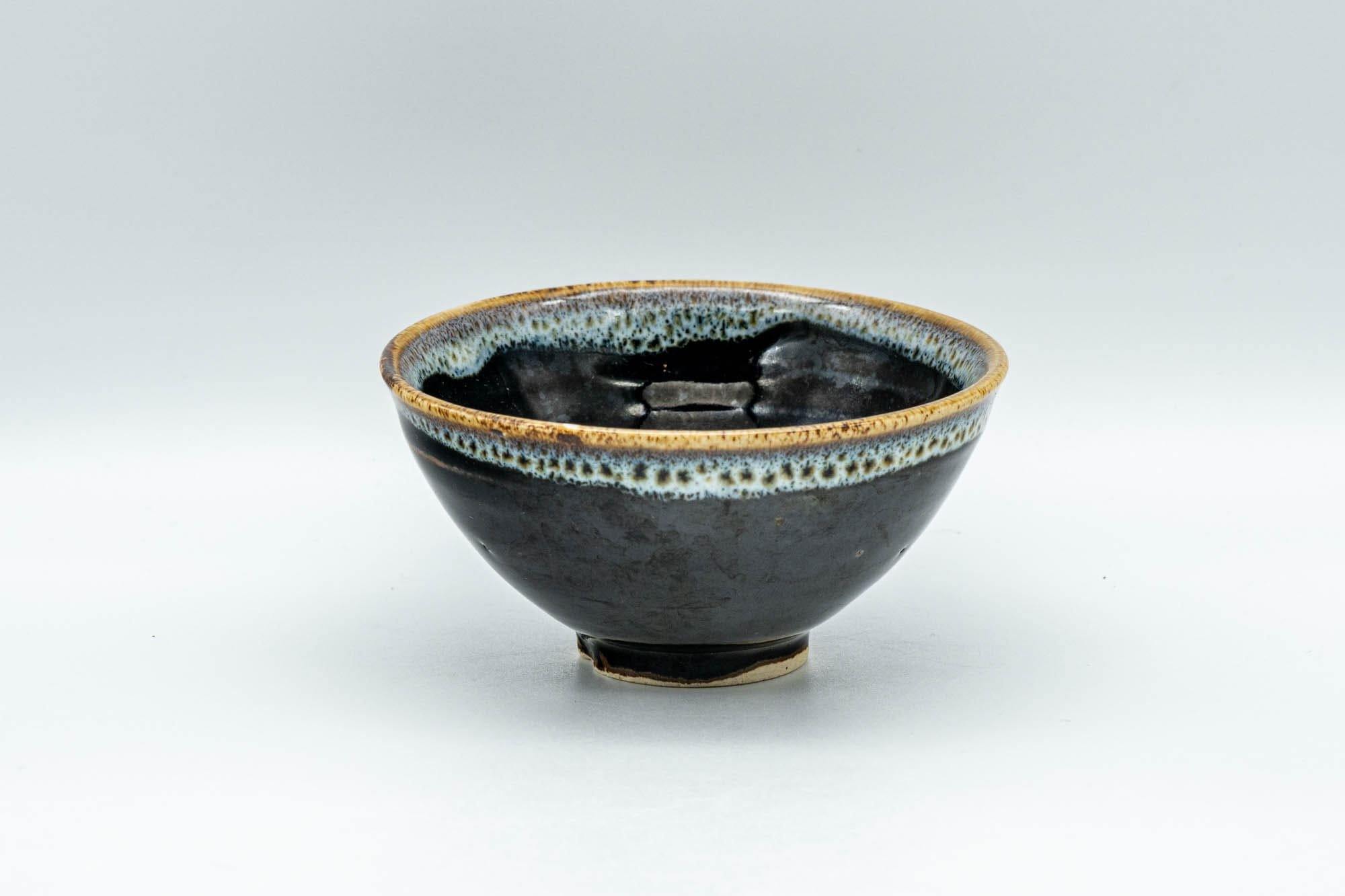 Japanese Teacup - Jet Black Hare's Fur Glazed Yunomi - 75ml
