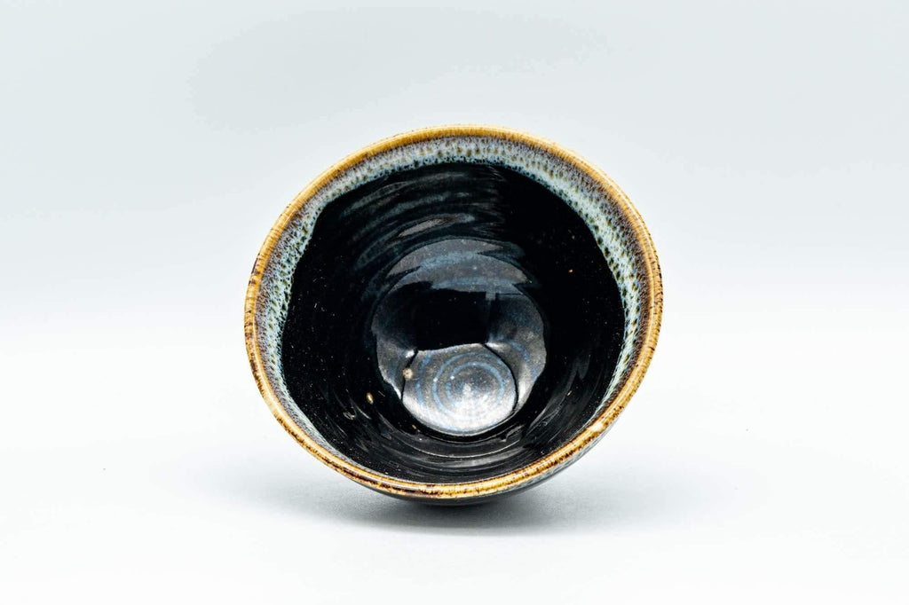 Japanese Teacup - Jet Black Hare's Fur Glazed Yunomi - 75ml