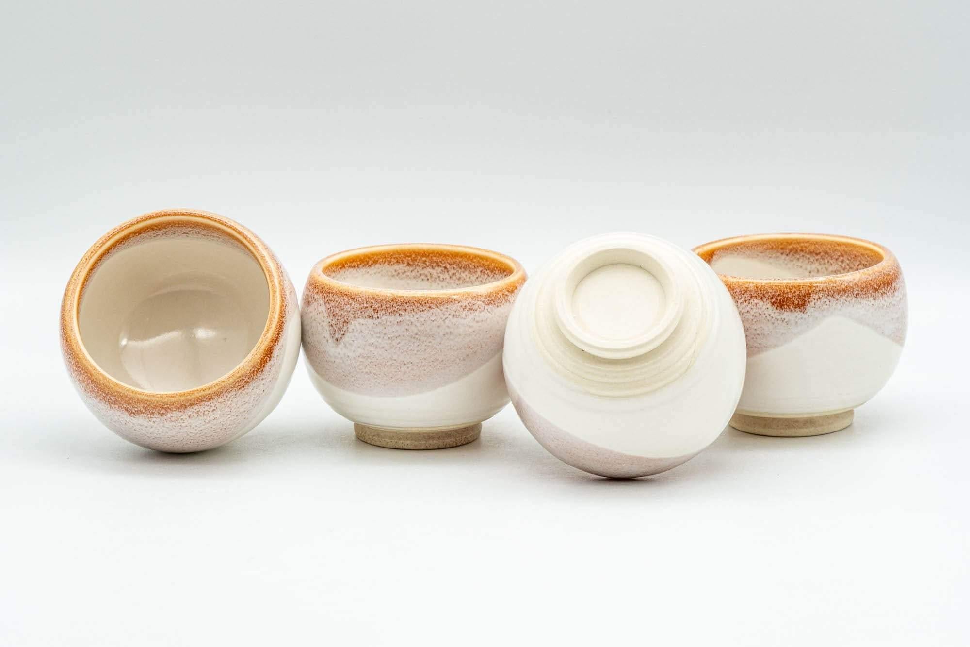 Japanese Teacups - Set of 4 Pink Sakura Nagashi Wa-nari Guinomi - 40ml