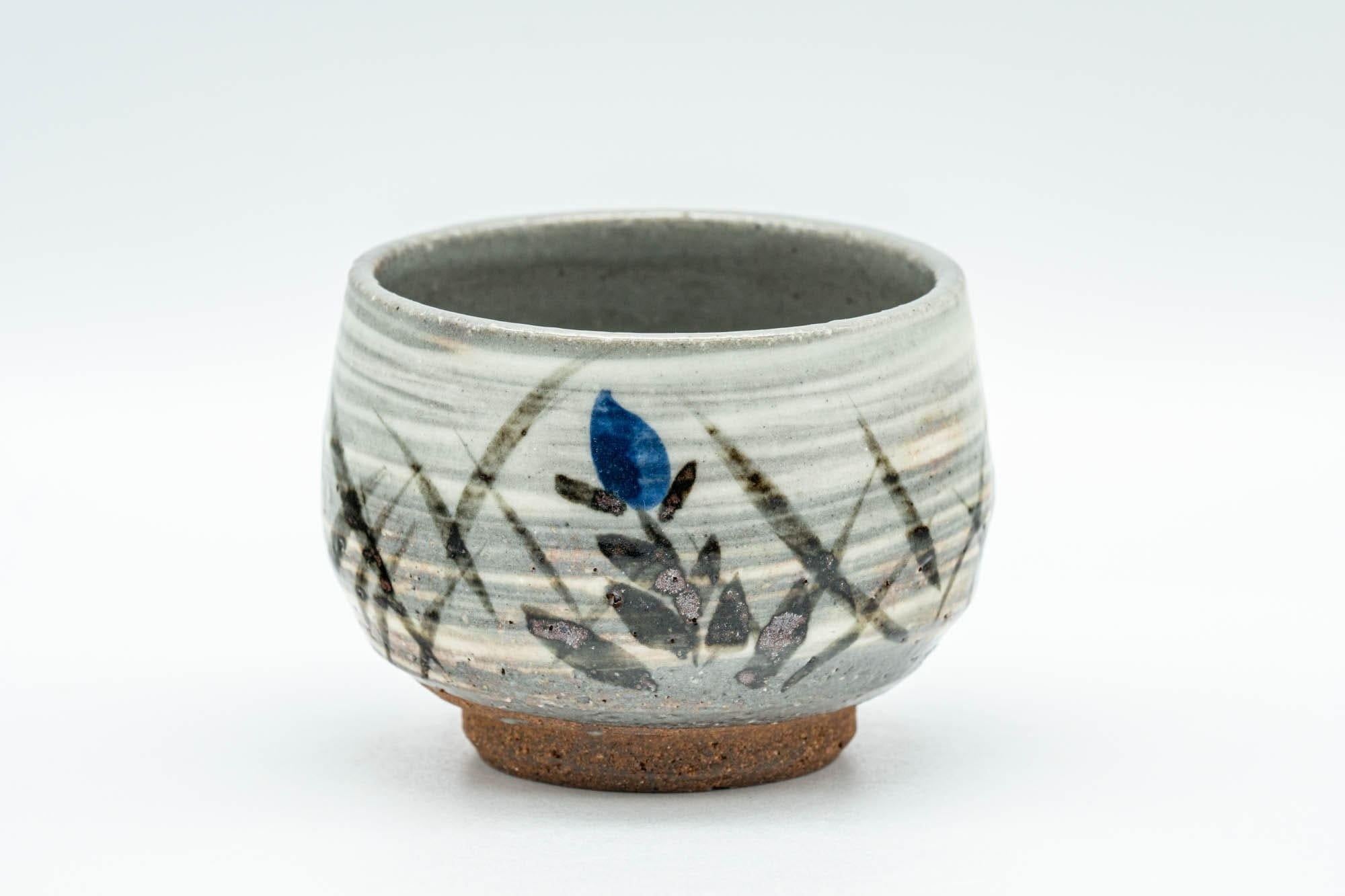 Japanese Teacups - Pair of Floral Brush Glazed Guinomi - 50ml