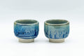 Japanese Teacups - Pair of Blue Drip-Glazed Guinomi - 35ml