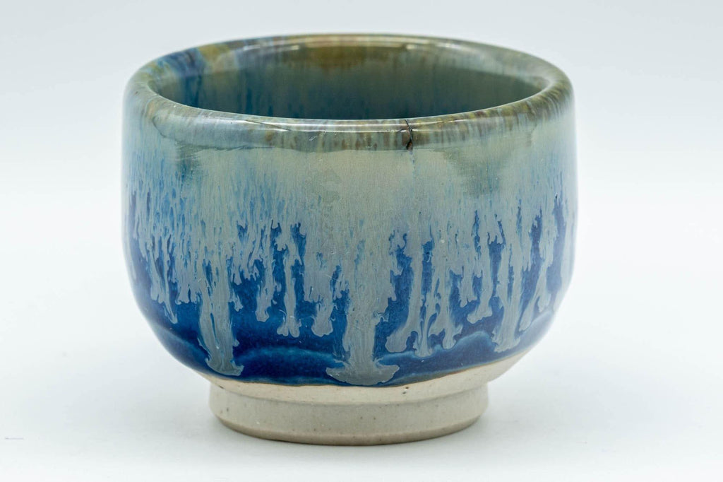 Japanese Teacups - Pair of Blue Drip-Glazed Guinomi - 35ml