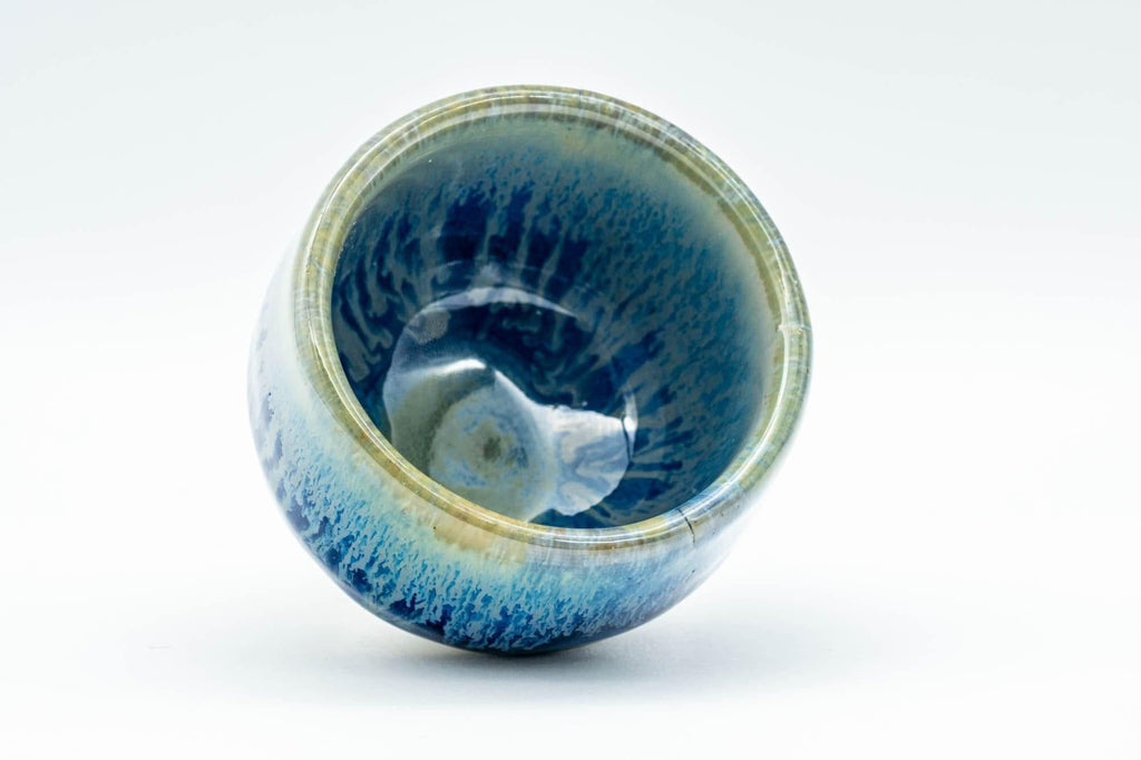 Japanese Teacups - Pair of Blue Drip-Glazed Guinomi - 35ml