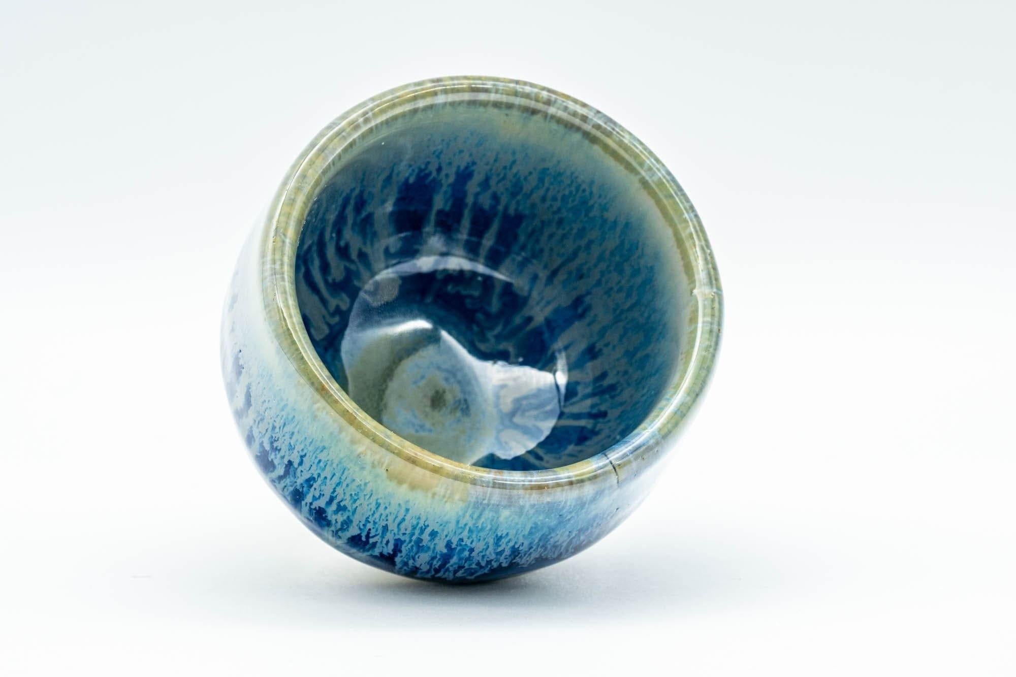 Japanese Teacups - Pair of Blue Drip-Glazed Guinomi - 35ml