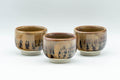 Japanese Teacups - Set of 3 Orange Drip-Glazed Guinomi - 35ml