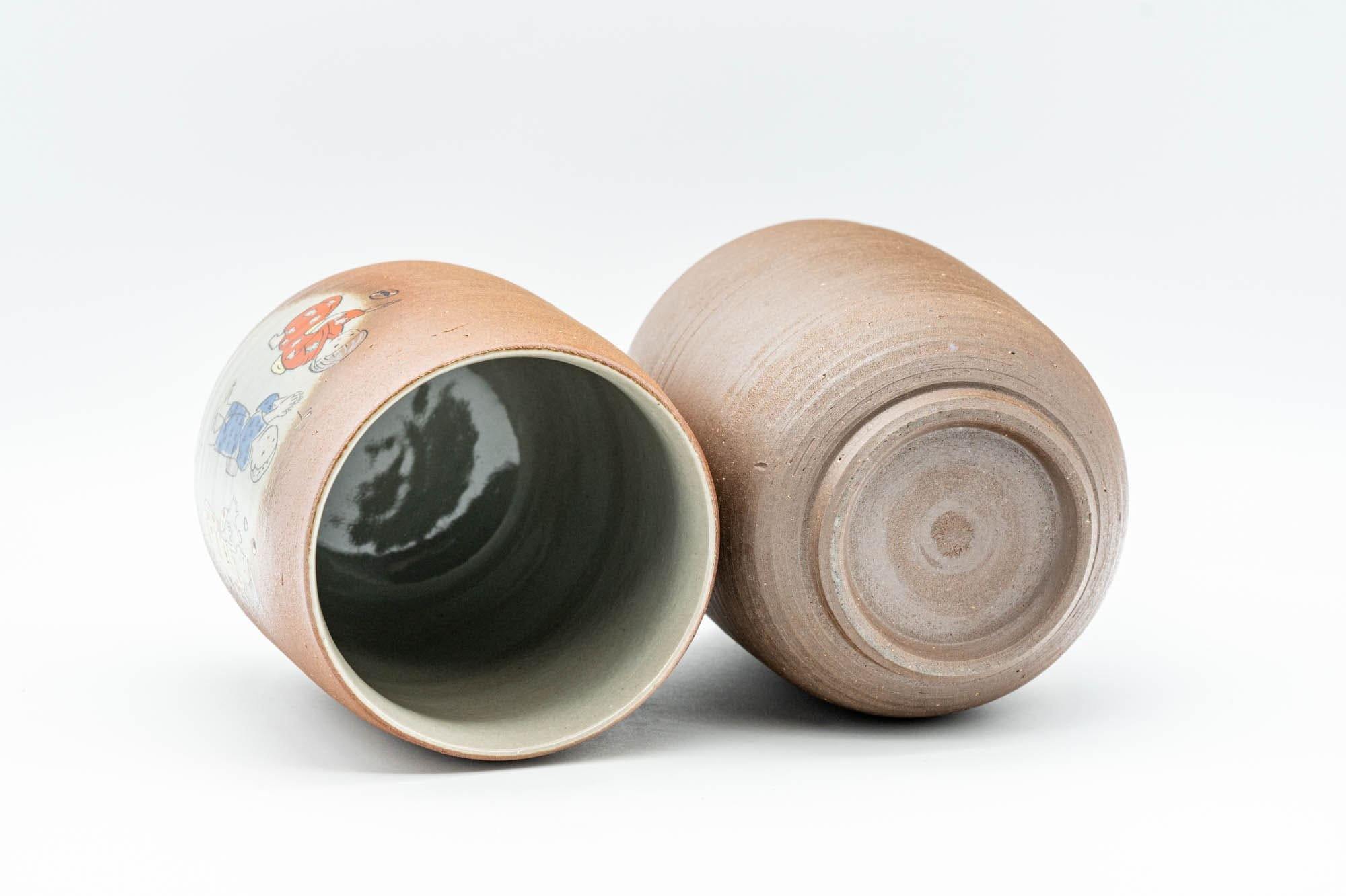 Japanese Teacups - Pair of Decorated Shigaraki-yaki Yunomi - 200ml