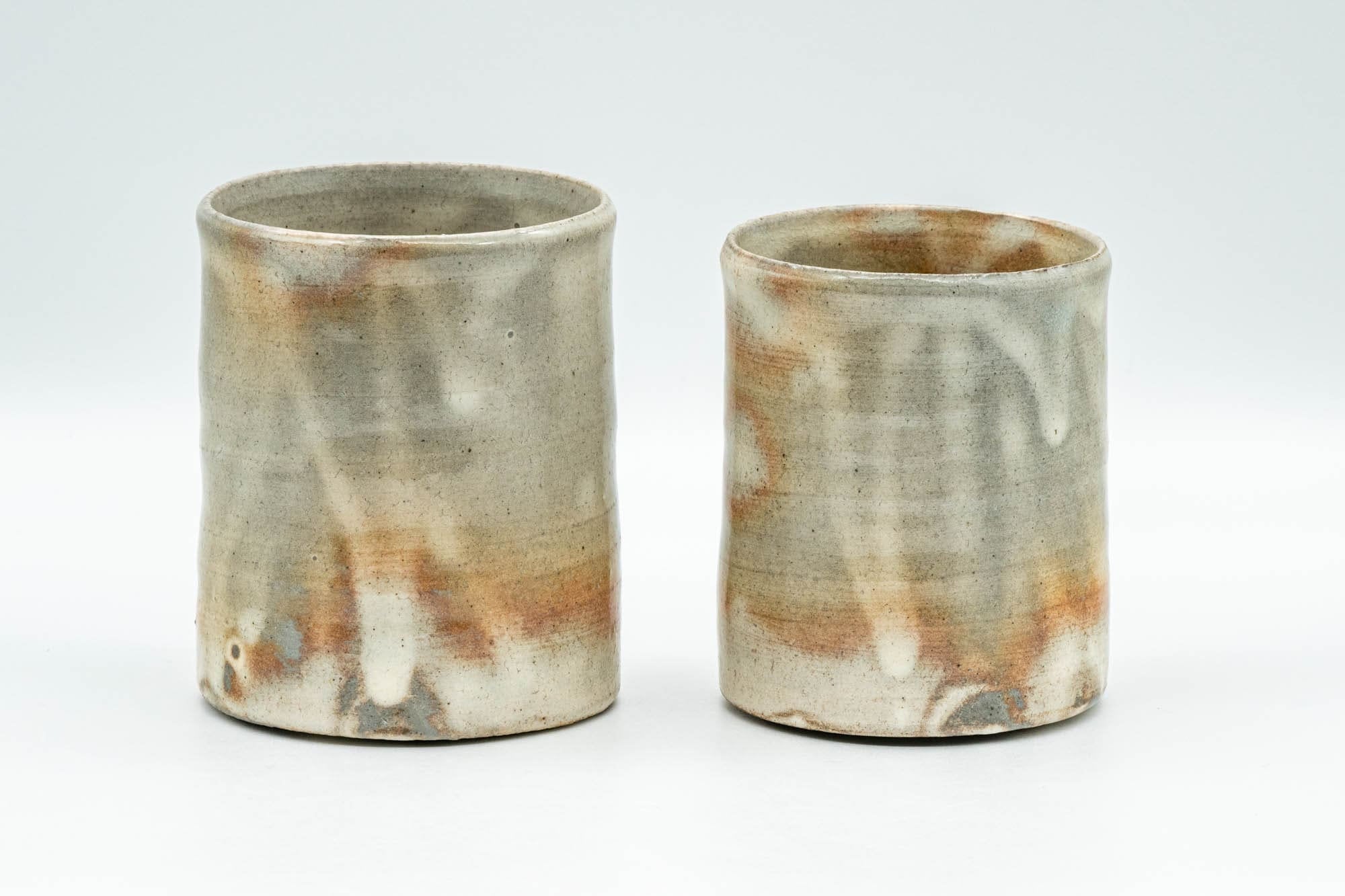 Japanese Teacups - Pair of Drip-Glazed Tsutsu-gata Meoto Yunomi