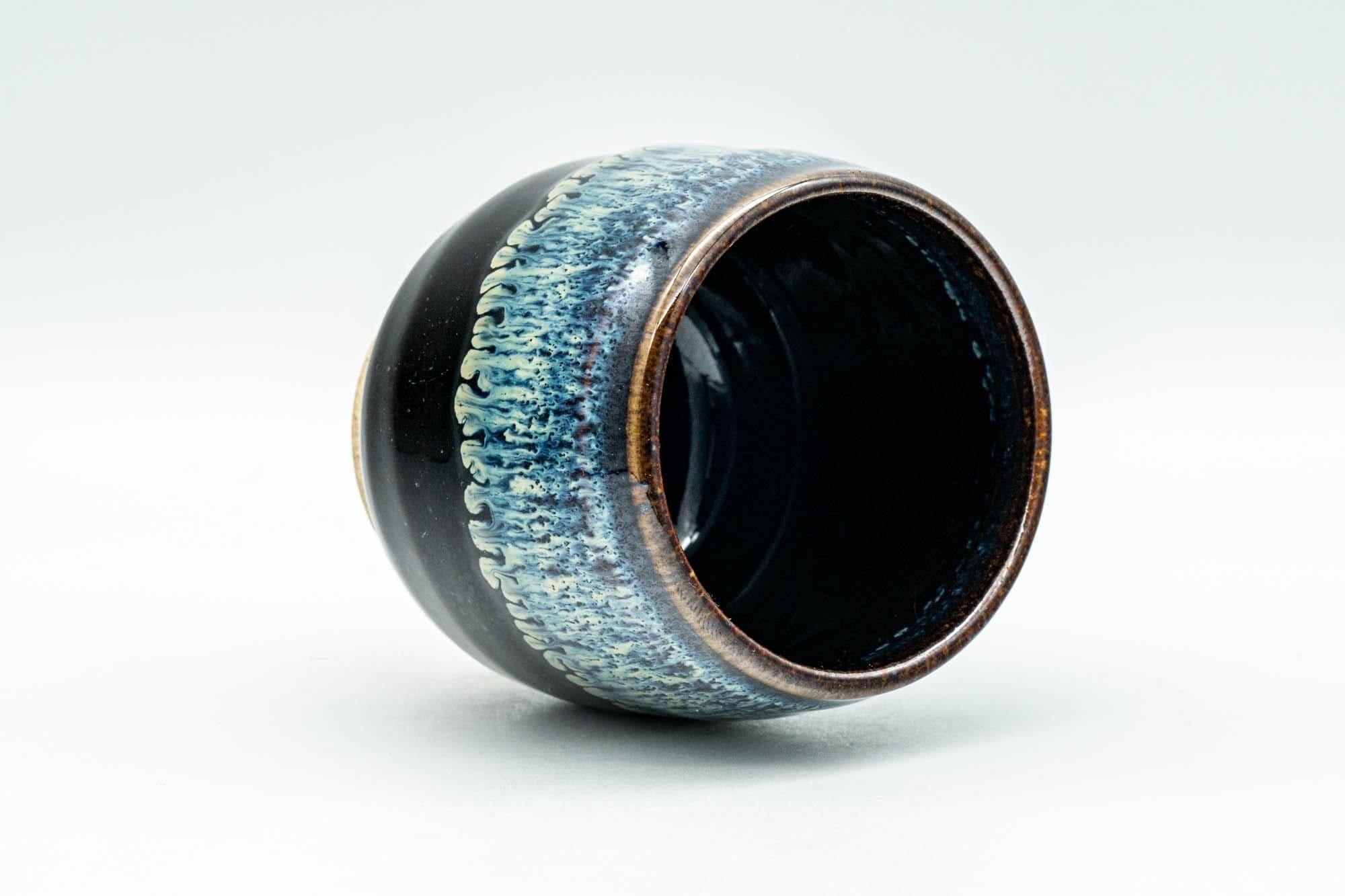 Japanese Teacup - Black Hare's Fur Drip-Glazed Yunomi - 120ml