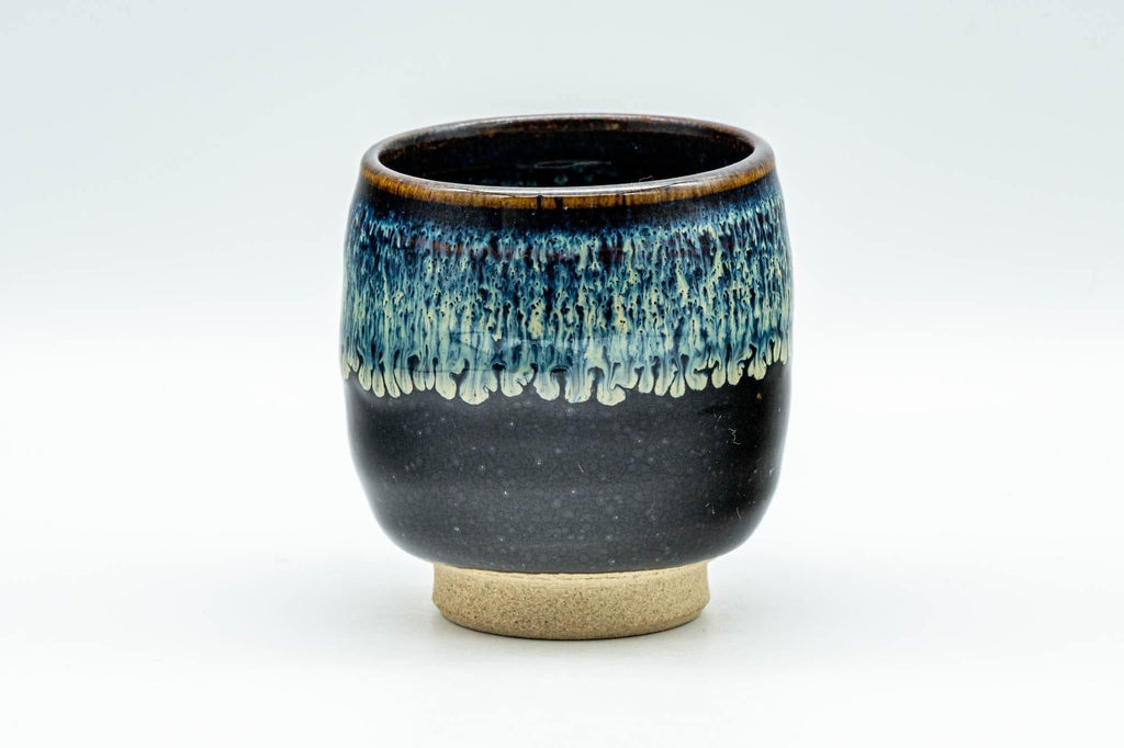 Japanese Teacup - Black Hare's Fur Drip-Glazed Yunomi - 120ml