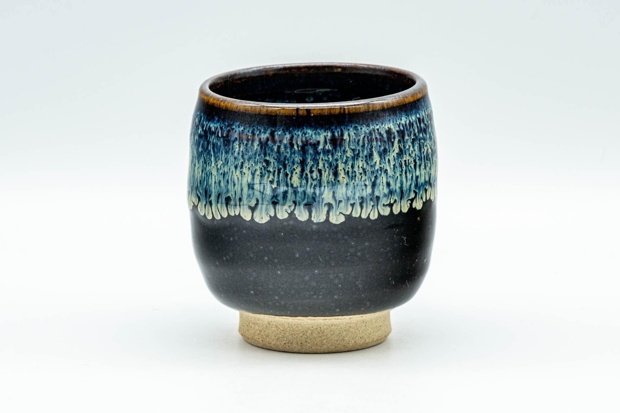 Japanese Teacup - Black Hare's Fur Drip-Glazed Yunomi - 120ml