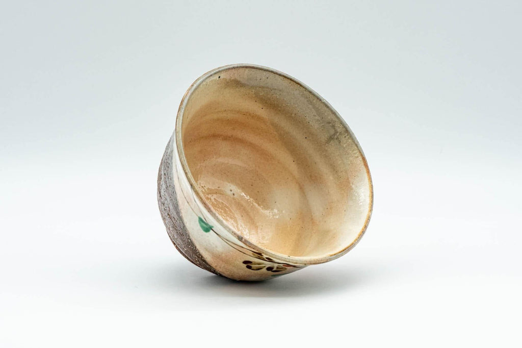 Japanese Teacup - Beige Floral Stoneware Yunomi - 150ml