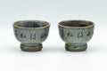 Japanese Teacups - Pair of Kanji Hare's Fur Glazed Yunomi - 80ml