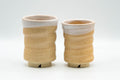 Japanese Teacups - Pair of Spiral Hagi-yaki Meoto Yunomi