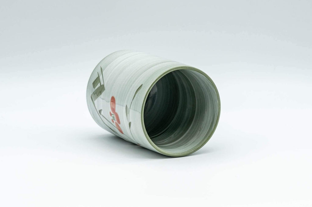 Japanese Teacup - Green Floral Tsutsu-gata Yunomi - 150ml