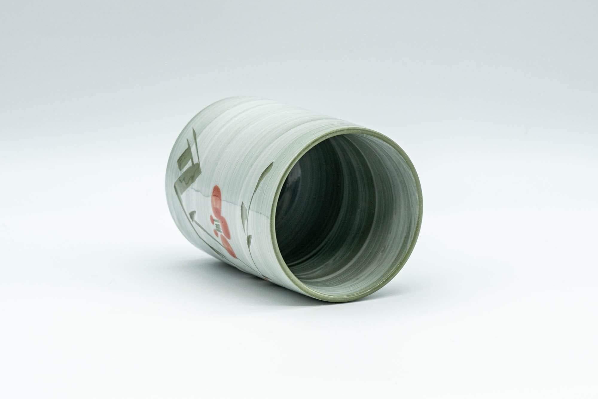 Japanese Teacup - Green Floral Tsutsu-gata Yunomi - 150ml